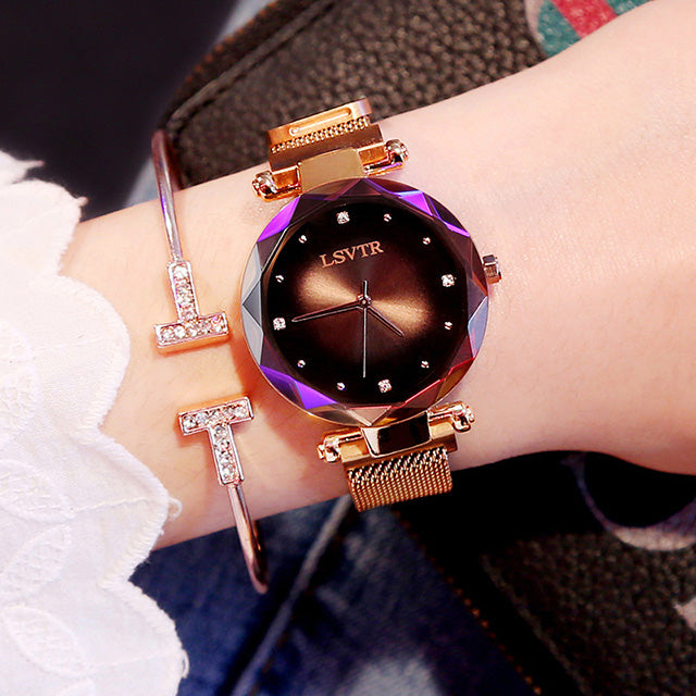 Rose Gold Women Watches Fashion Diamond Ladies Wristwatch