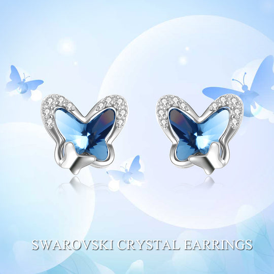 925 Sterling Silver Butterfly Stud Hypoallergenic Earring