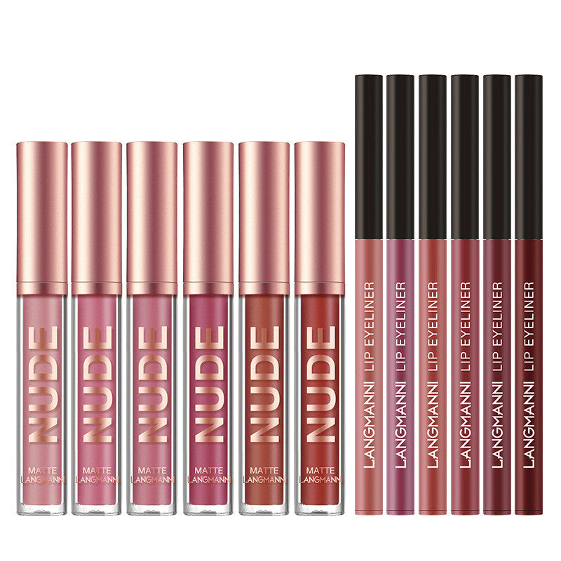 Lip Liner And Lipstick Makeup 12 Pcs Set 6 Matte Lipstick