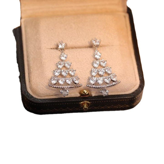 Christmas Tree Earrings Female 925 Silver Needle High Sense