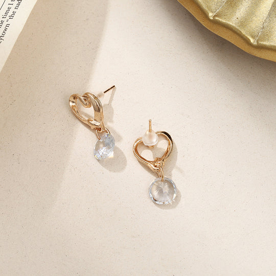 Love Shiny Zircon Earrings Hypoallergenic Heart Earrings