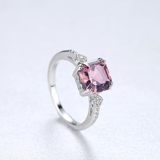 925 sterling silver ring set with light brown morganite