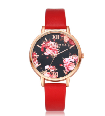 High Quality Fashion Leather Strap Rose Gold Women Watch