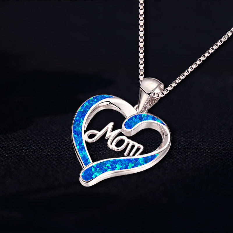 Love-shaped MOM Letter Pendant Necklace Mother's Day Gift Jewelry