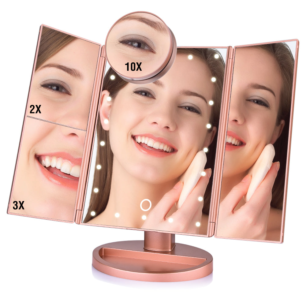 Makeup Mirror Tabletop Tri-fold Touch Screen Mirror Touch Screen