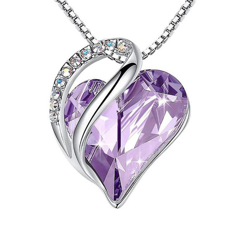 925 Sliver Heart Shaped Geometric Necklace Jewelry