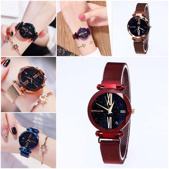 Buckle Starry Diamond Geometric Surface Quartz Wristwatch