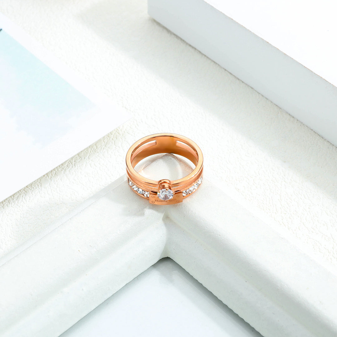 Fashion All-match Rose Gold Diamond Ring