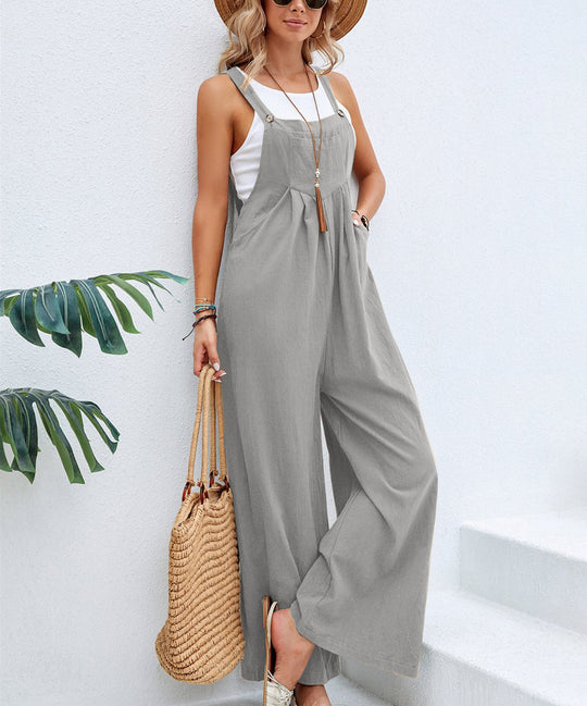 Women Long Bib Pants Overalls Casual Loose Rompers Jumpsuits