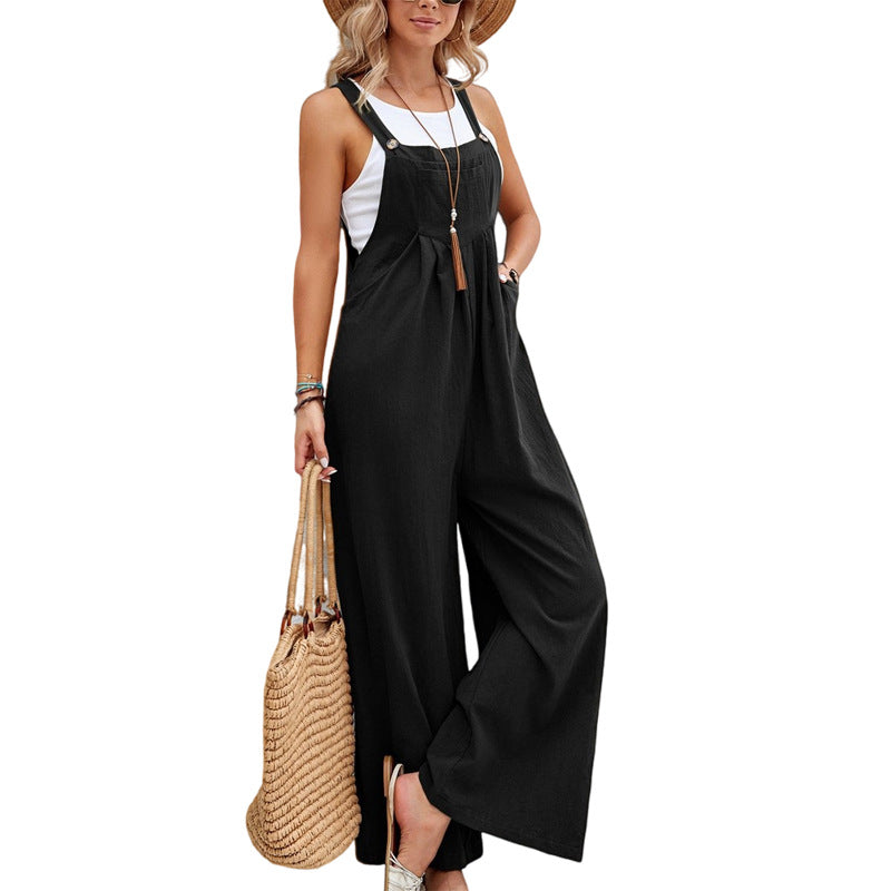 Women Long Bib Pants Overalls Casual Loose Rompers Jumpsuits