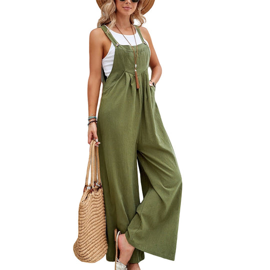 Women Long Bib Pants Overalls Casual Loose Rompers Jumpsuits