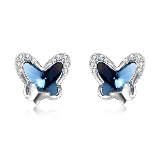 925 Sterling Silver Butterfly Stud Hypoallergenic Earring