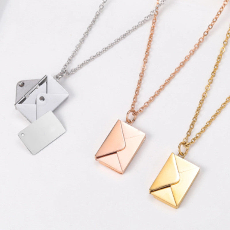 Fashion Jewelry Envelop Necklace Women Lover Letter Pendant