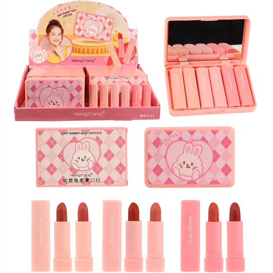 Soft Velvet Rabbit Soft Mist Lipstick Matte Mist Face Six-piece Box Set Portable