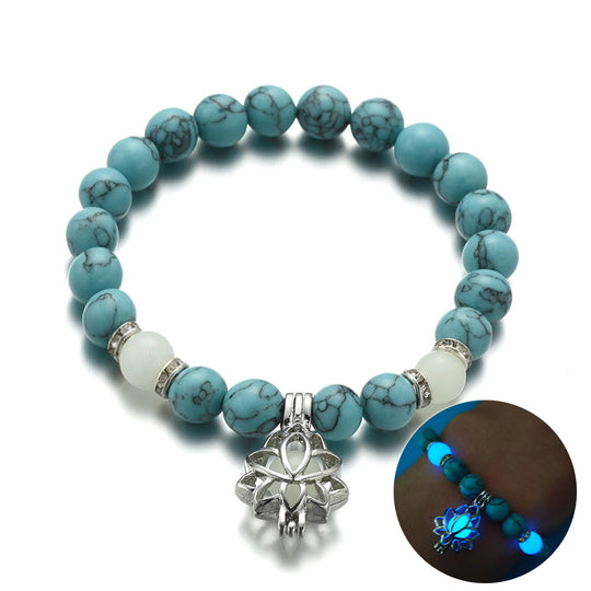 Energy Luminous Lotus Natural Stone Yoga Bracelet