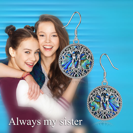 Sterling Silver Always My Sister Forever My Friend Sister Earrings