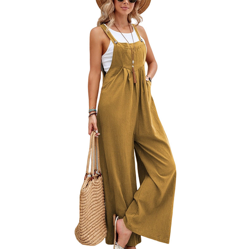 Women Long Bib Pants Overalls Casual Loose Rompers Jumpsuits