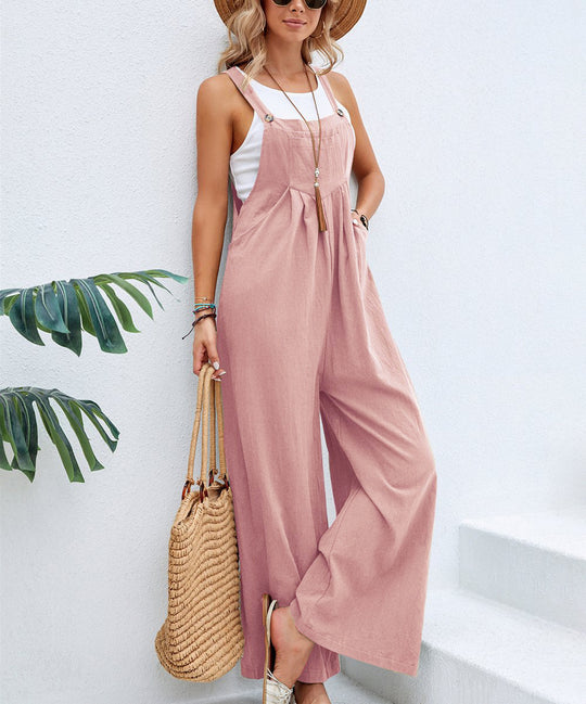 Women Long Bib Pants Overalls Casual Loose Rompers Jumpsuits