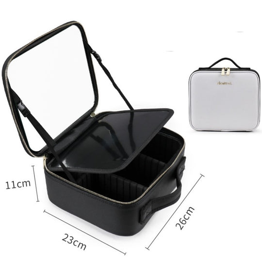 Smart LED Cosmetic Case With Mirror Cosmetic Bag Large Capacity