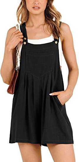 Casual Adjustable Strap Loose Short Bib Overalls Jumpsuit Rompers