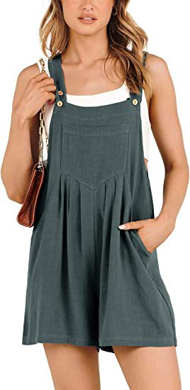 Casual Adjustable Strap Loose Short Bib Overalls Jumpsuit Rompers