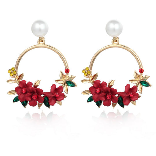 Trendy Cute Pink Flower Earrings For Women Girls Jewelry