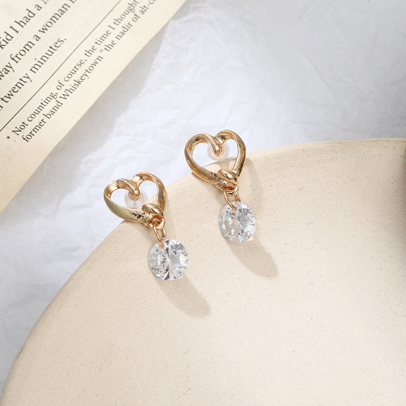 Love Shiny Zircon Earrings Hypoallergenic Heart Earrings