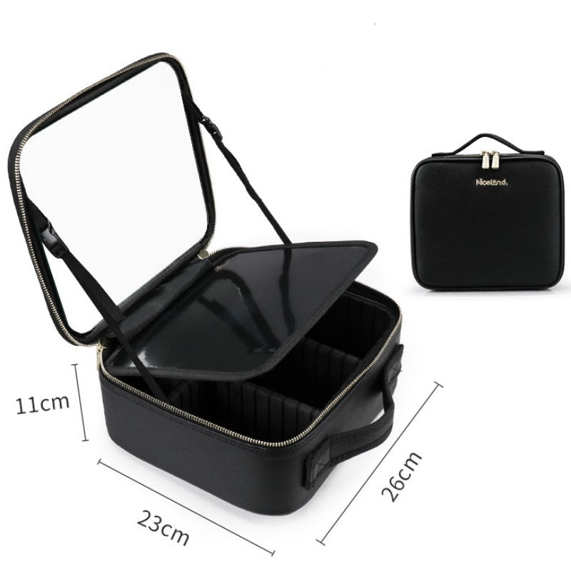 Smart LED Cosmetic Case With Mirror Cosmetic Bag Large Capacity