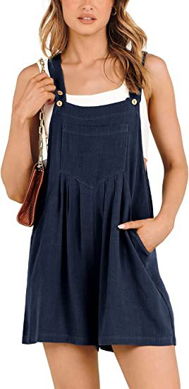 Casual Adjustable Strap Loose Short Bib Overalls Jumpsuit Rompers