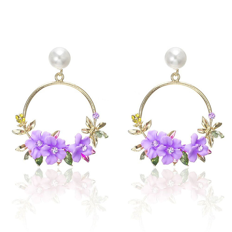 Trendy Cute Pink Flower Earrings For Women Girls Jewelry