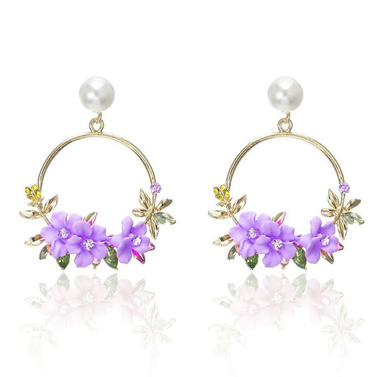 Trendy Cute Pink Flower Earrings For Women Girls Jewelry