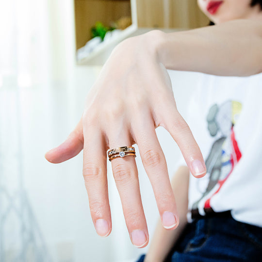 Fashion All-match Rose Gold Diamond Ring