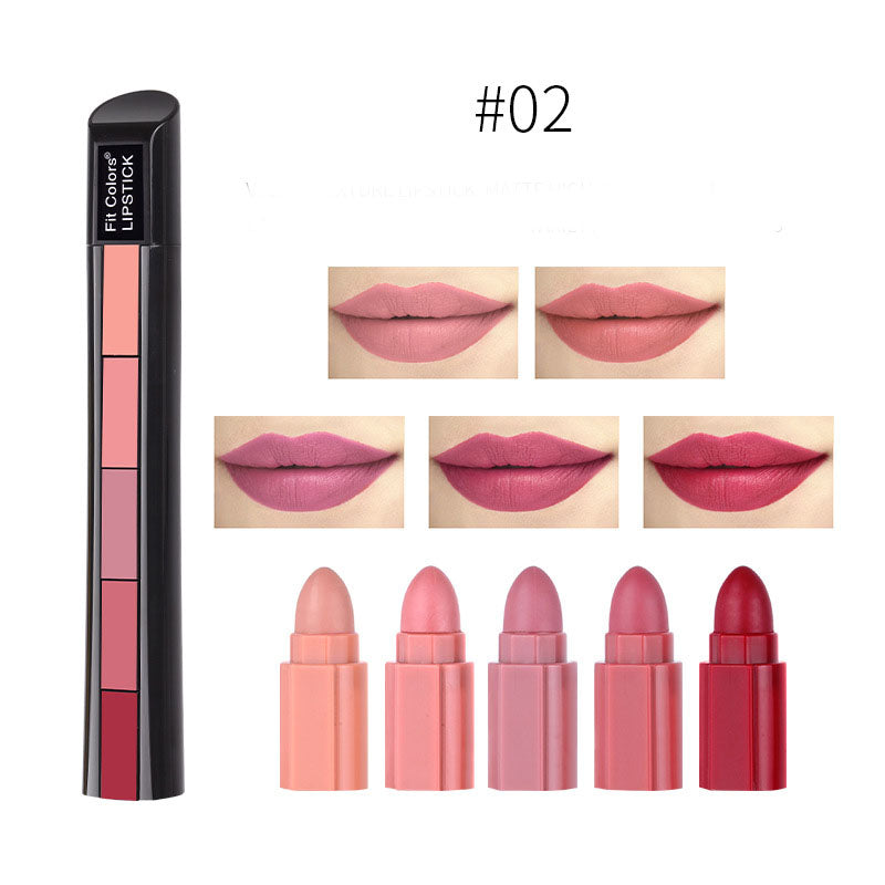 Matte 5-color Lipstick Set Velvet Lip Stick Non-stick Lip Gloss